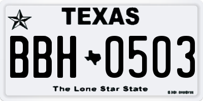 TX license plate BBH0503