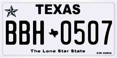 TX license plate BBH0507