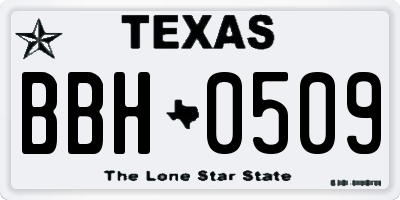 TX license plate BBH0509
