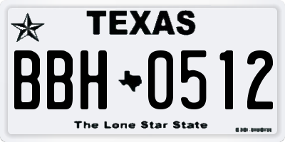 TX license plate BBH0512