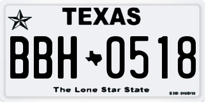 TX license plate BBH0518