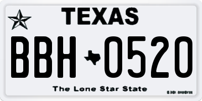 TX license plate BBH0520
