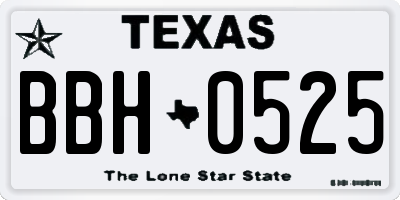 TX license plate BBH0525
