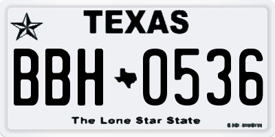 TX license plate BBH0536