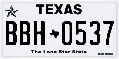 TX license plate BBH0537