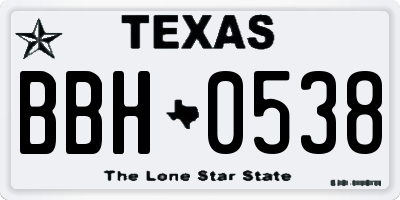 TX license plate BBH0538