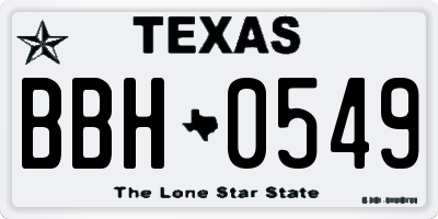 TX license plate BBH0549
