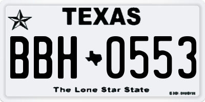 TX license plate BBH0553