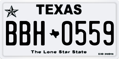 TX license plate BBH0559