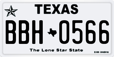 TX license plate BBH0566