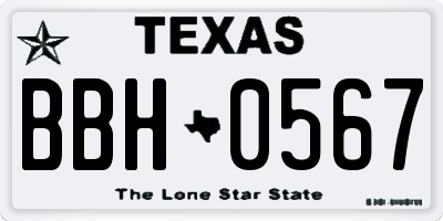 TX license plate BBH0567