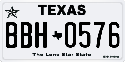 TX license plate BBH0576