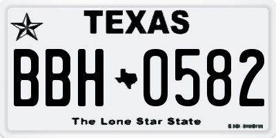 TX license plate BBH0582