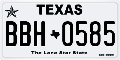 TX license plate BBH0585