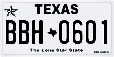 TX license plate BBH0601