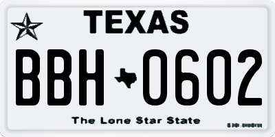 TX license plate BBH0602