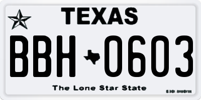 TX license plate BBH0603