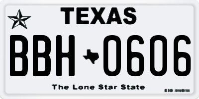 TX license plate BBH0606