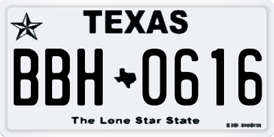 TX license plate BBH0616