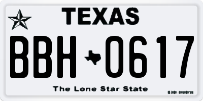 TX license plate BBH0617
