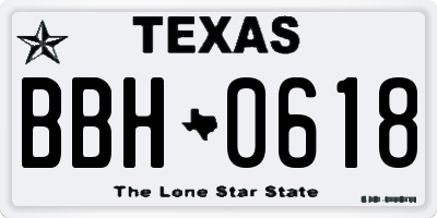 TX license plate BBH0618