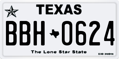 TX license plate BBH0624