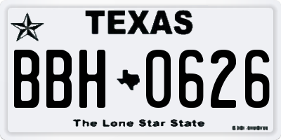 TX license plate BBH0626