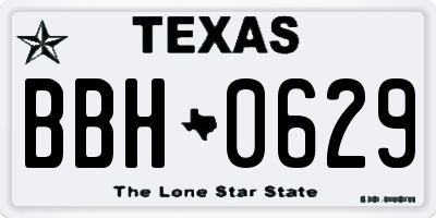 TX license plate BBH0629
