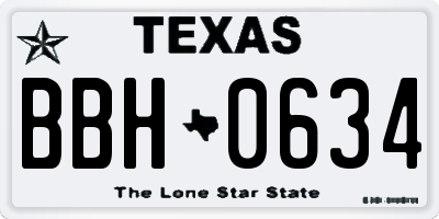 TX license plate BBH0634