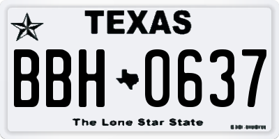 TX license plate BBH0637