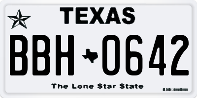TX license plate BBH0642