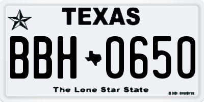 TX license plate BBH0650