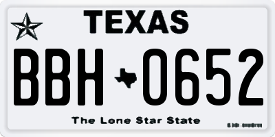 TX license plate BBH0652