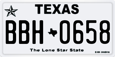 TX license plate BBH0658