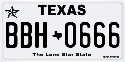 TX license plate BBH0666