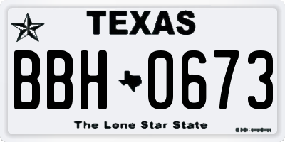 TX license plate BBH0673