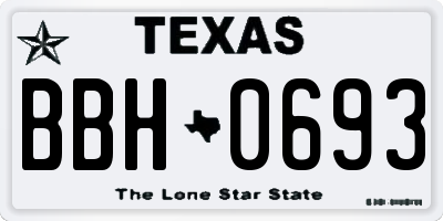 TX license plate BBH0693