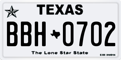 TX license plate BBH0702