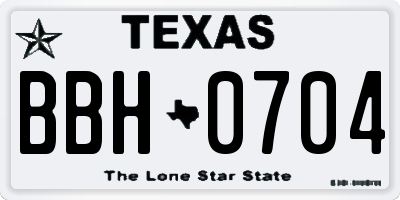 TX license plate BBH0704