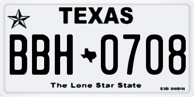TX license plate BBH0708