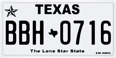 TX license plate BBH0716