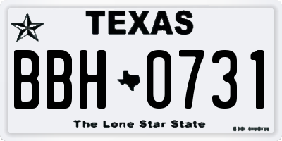 TX license plate BBH0731