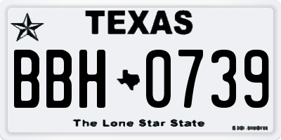 TX license plate BBH0739