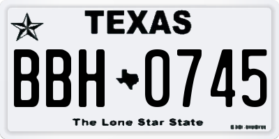 TX license plate BBH0745