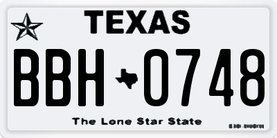 TX license plate BBH0748