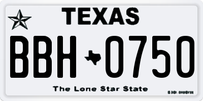 TX license plate BBH0750