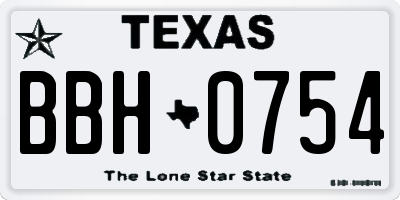 TX license plate BBH0754