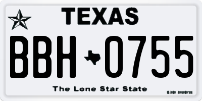 TX license plate BBH0755