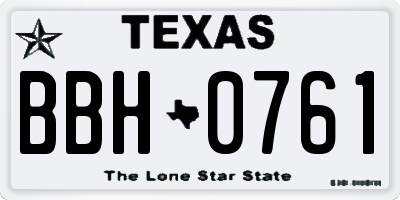TX license plate BBH0761