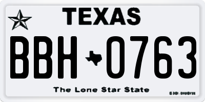 TX license plate BBH0763